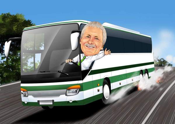 Karikatur Der Busfahrer