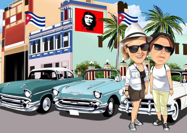 Karikatur Kuba Reise