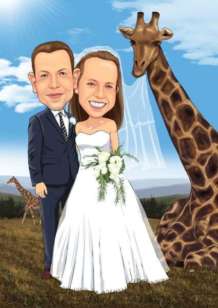 Karikatur Die Giraffen Hochzeit