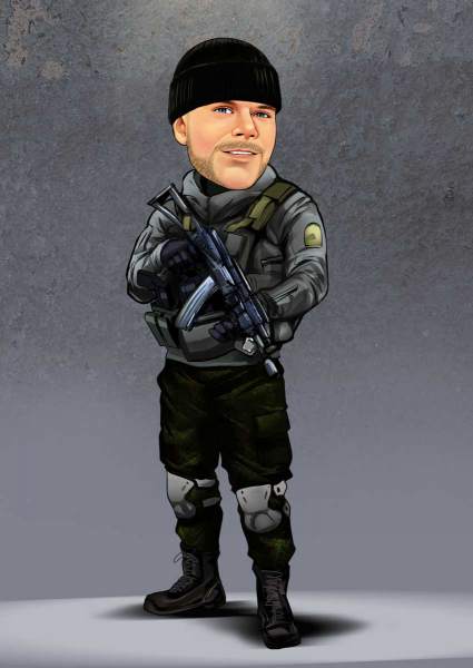 Karikatur Soft Air Spieler
