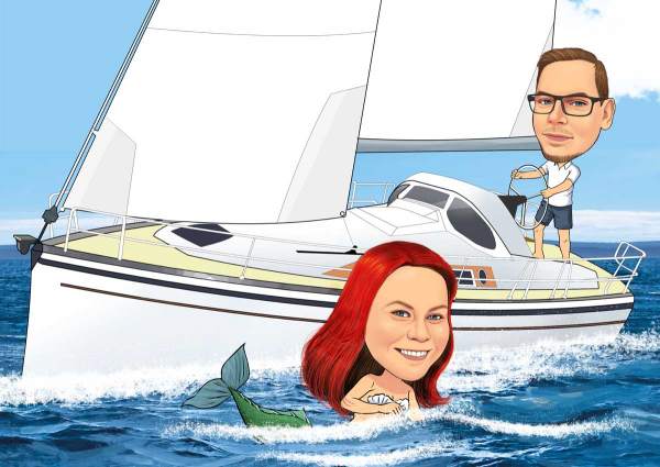 Karikatur Eine Meerjungfrau