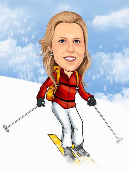 Karikatur Ski Abfahrt