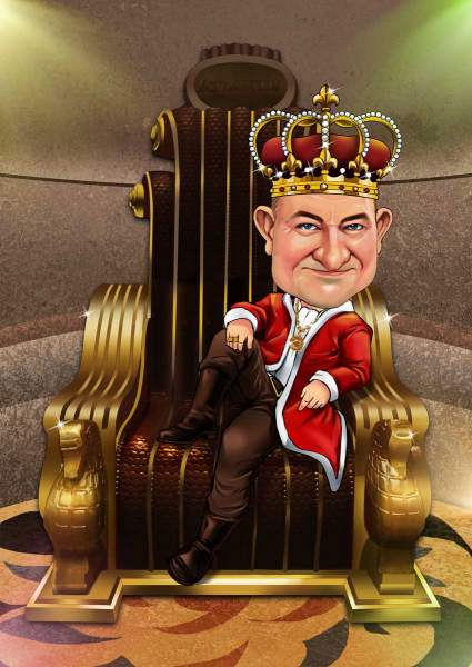 Karikatur Der König im Stuhl