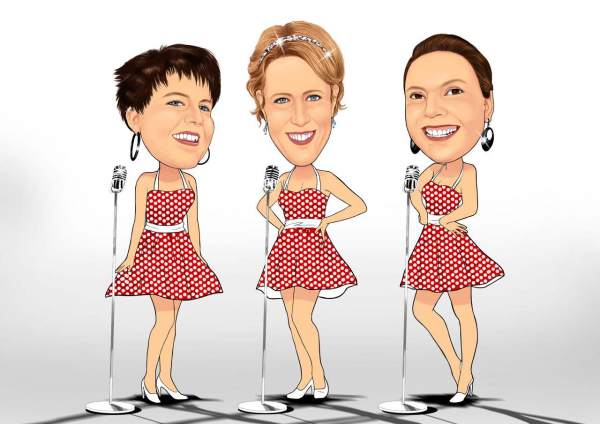 Drei Frauen im Petticoat