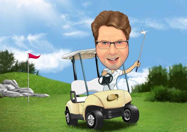 Karikatur Auf großer Golf Tour